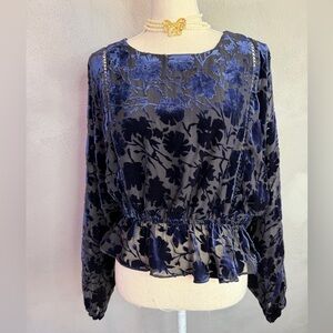 LoveShackFancy burnt velvet silk lace top size S